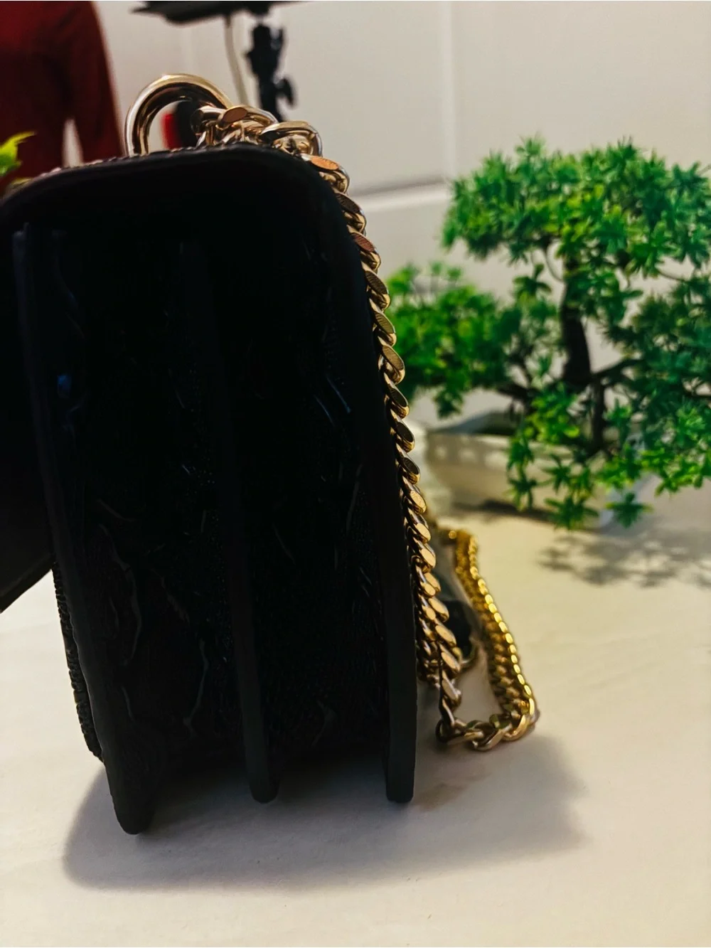 Black Chain crossbody Bag with Gold Hardware - Women Bags
